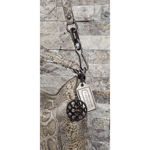 Coach Leather Kristin Shoulder Bag Python Embossed Neutral Snake Hobo Purse - Picture 10 of 16